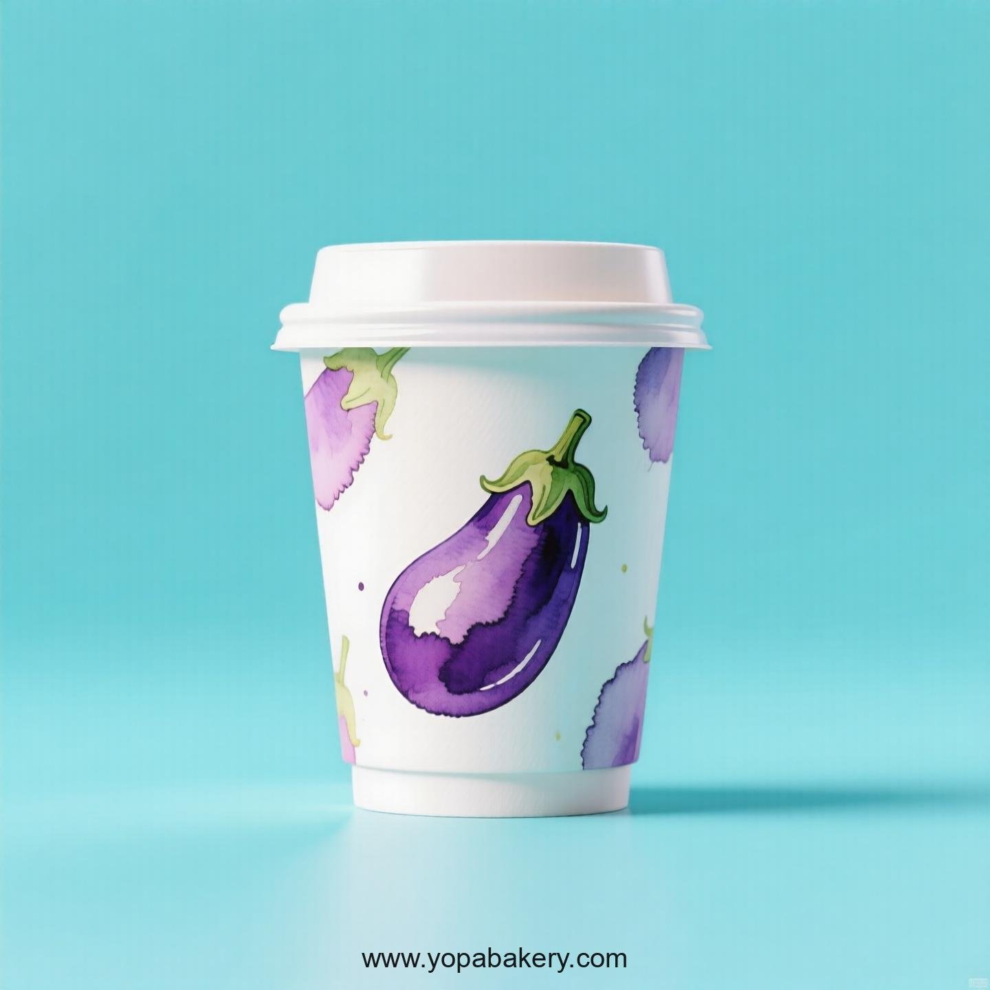 Eggplant Design Paper Coffee Cups Factory: 4-24 oz Custom Logo