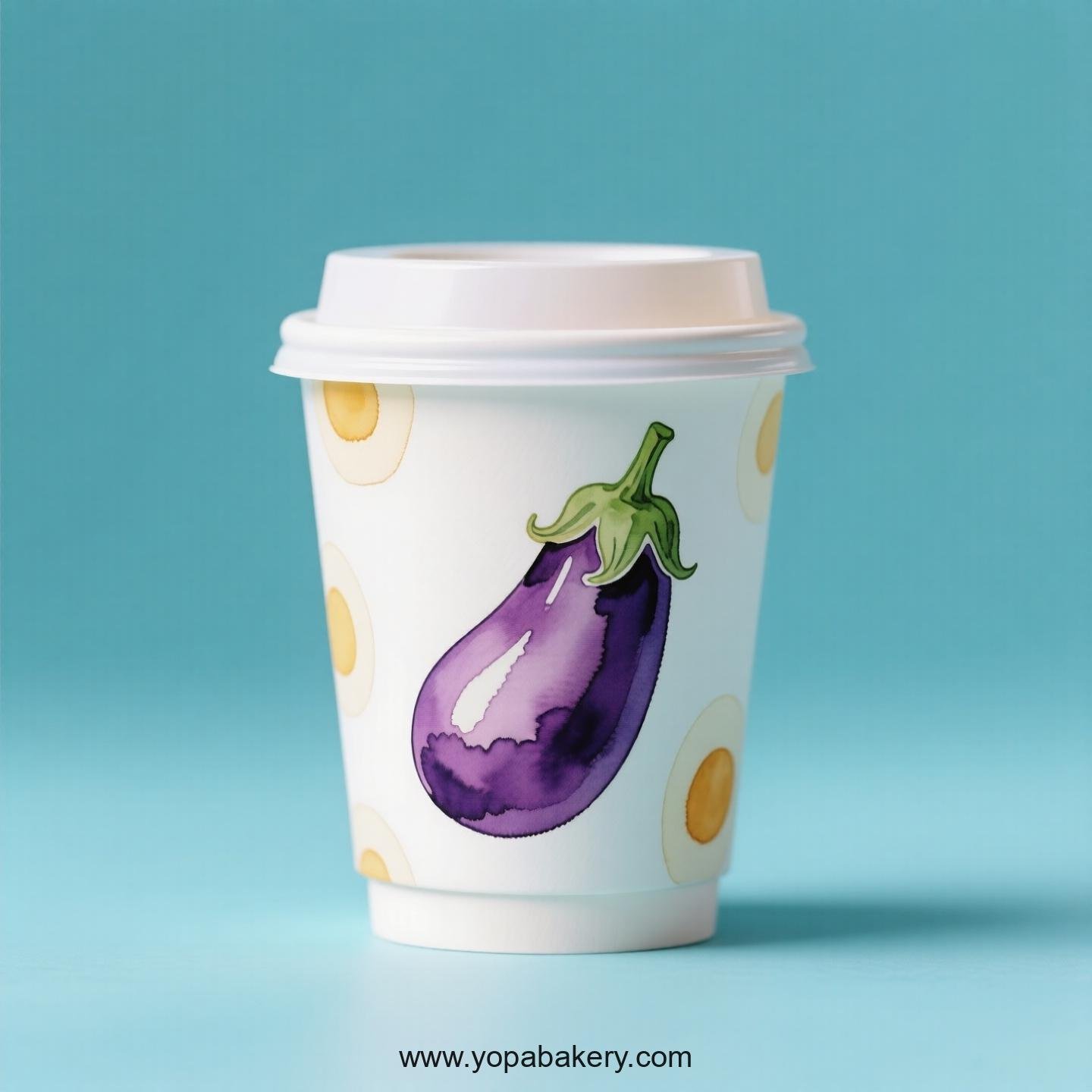 Eggplant Design Paper Coffee Cups Factory: 4-24 oz Custom Logo
