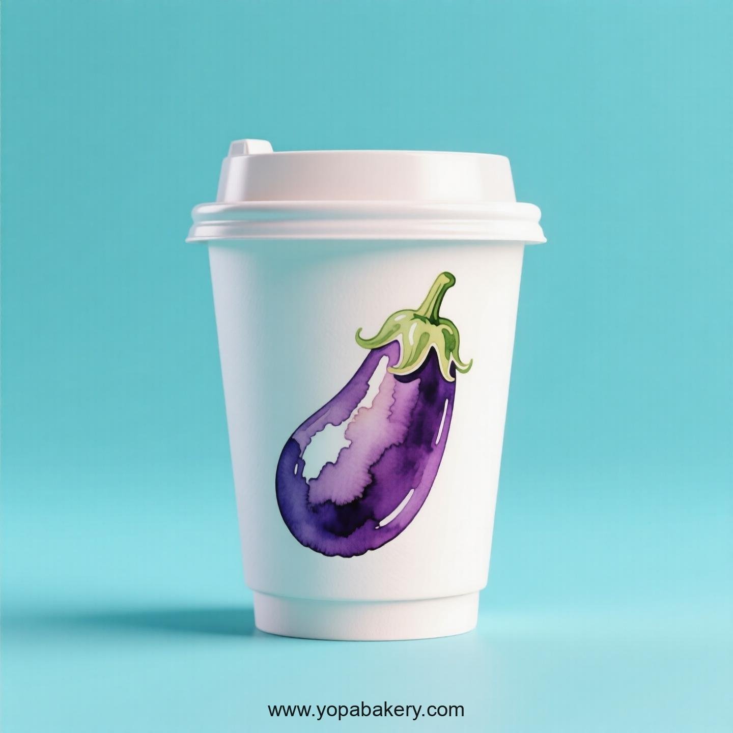 Eggplant Design Paper Coffee Cups Factory: 4-24 oz Custom Logo