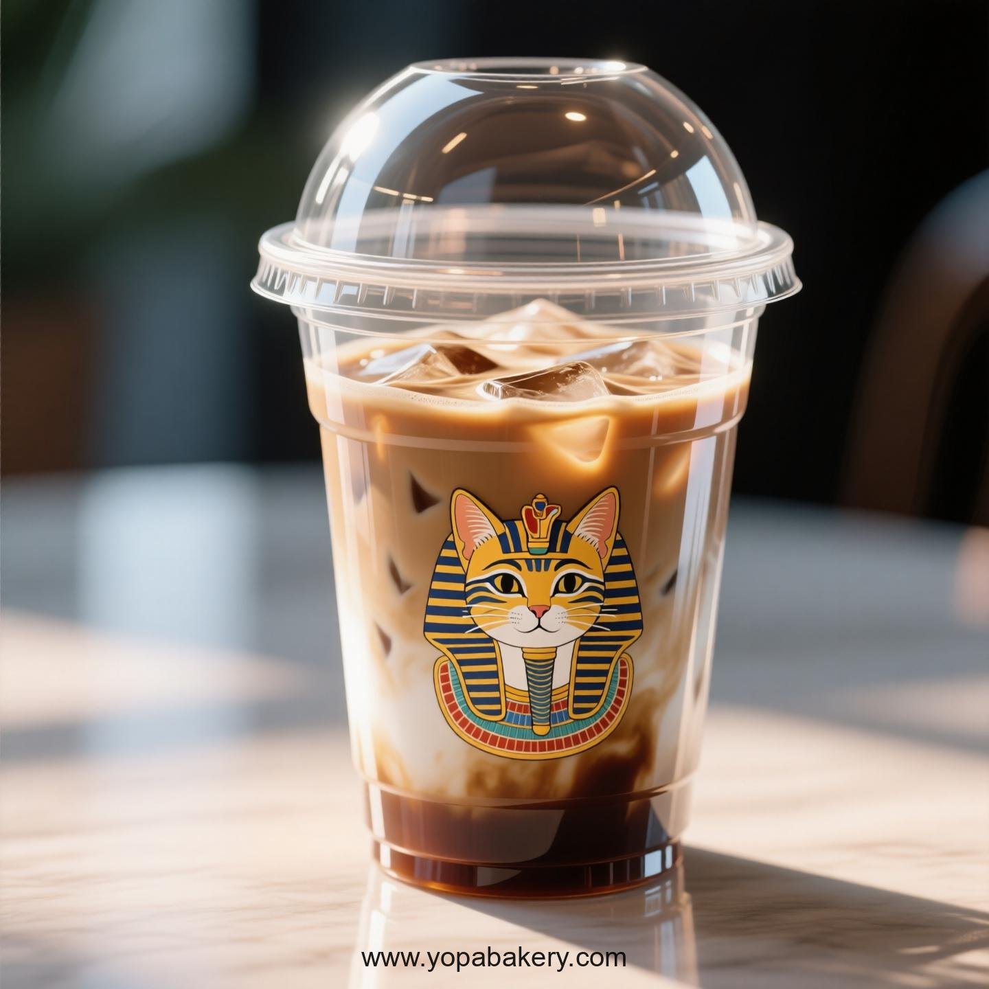 Egyptian Mau Themed Clear Plastic Cups - Disposable PP & PET Coffee Cups with Lids