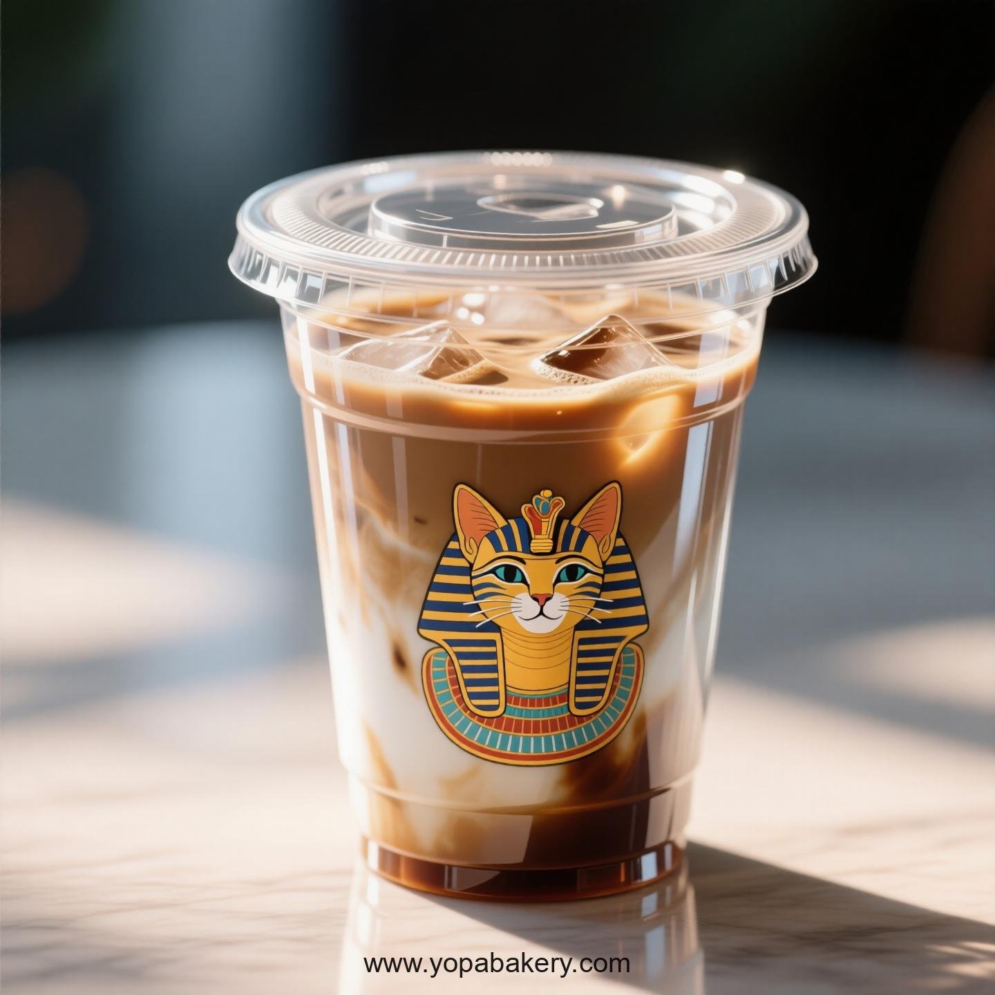 Egyptian Mau Themed Clear Plastic Cups - Disposable PP & PET Coffee Cups with Lids