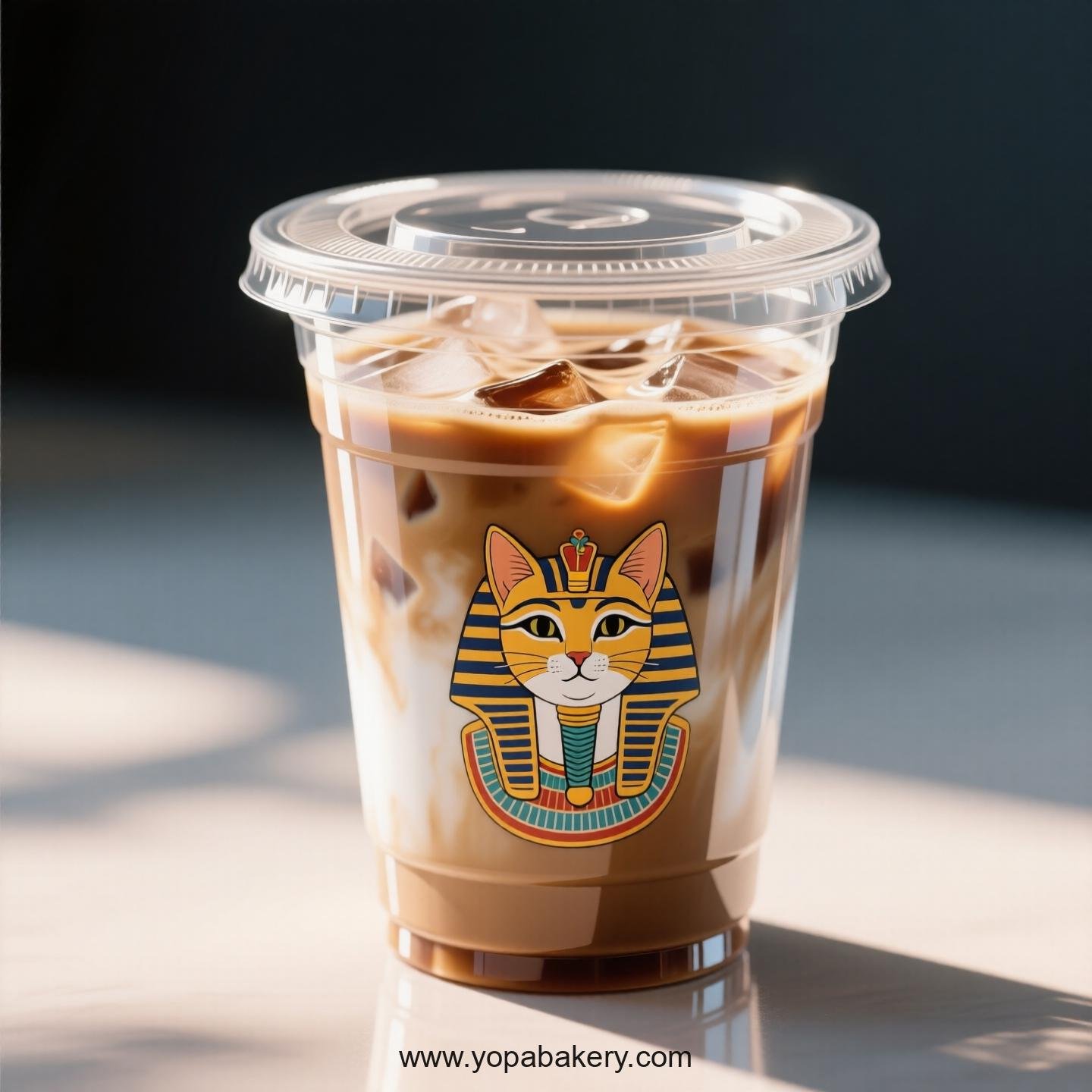 Egyptian Mau Themed Clear Plastic Cups - Disposable PP & PET Coffee Cups with Lids