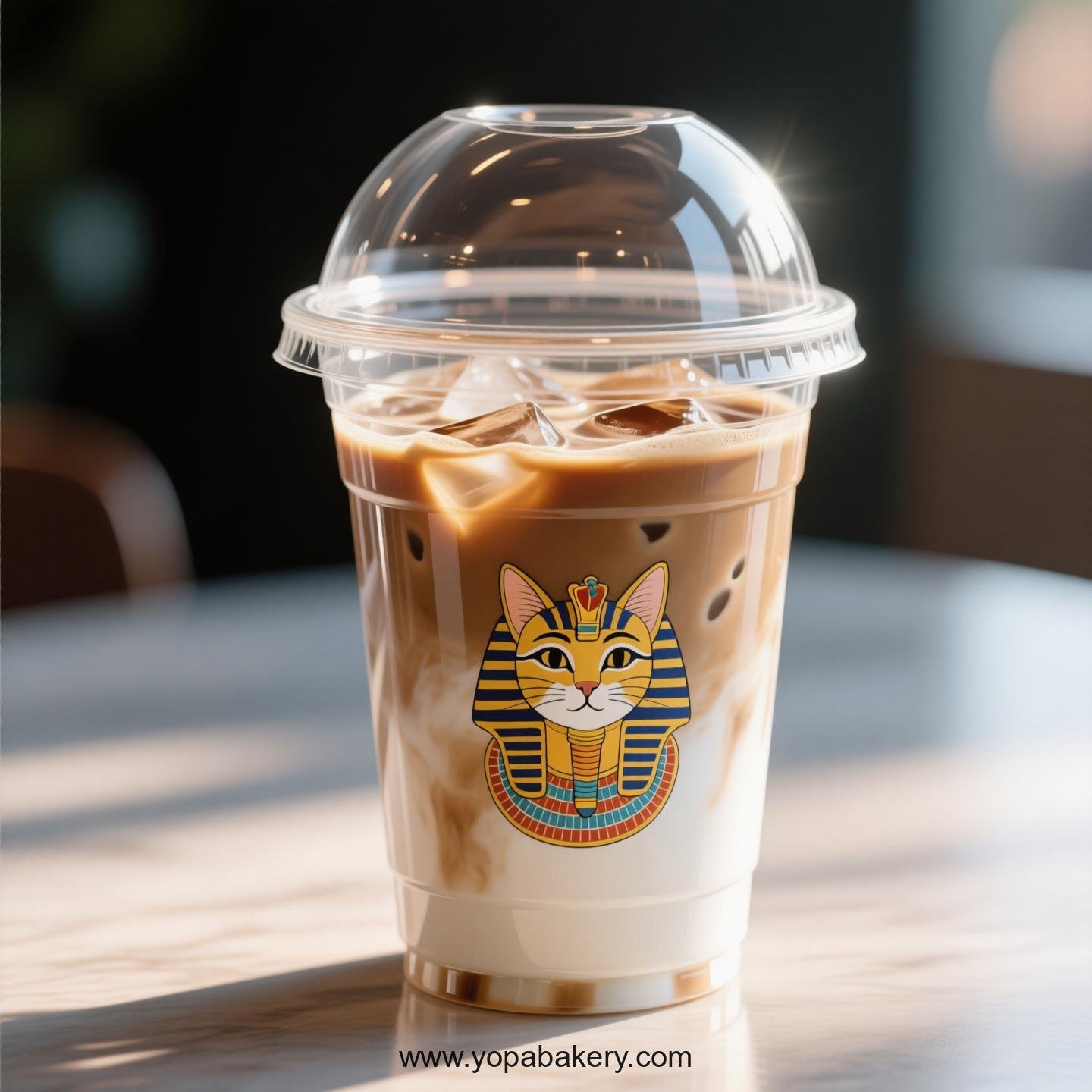 Egyptian Mau Themed Clear Plastic Cups - Disposable PP & PET Coffee Cups with Lids