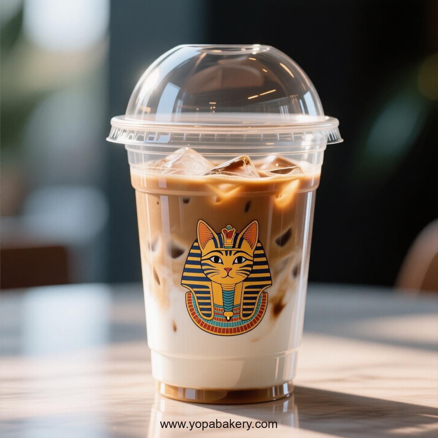 Egyptian Mau Themed Clear Plastic Cups - Disposable PP & PET Coffee Cups with Lids