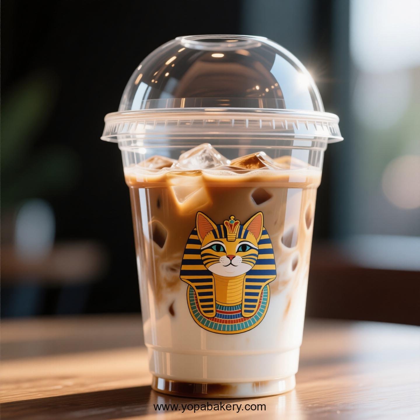 Egyptian Mau Themed Clear Plastic Cups - Disposable PP & PET Coffee Cups with Lids