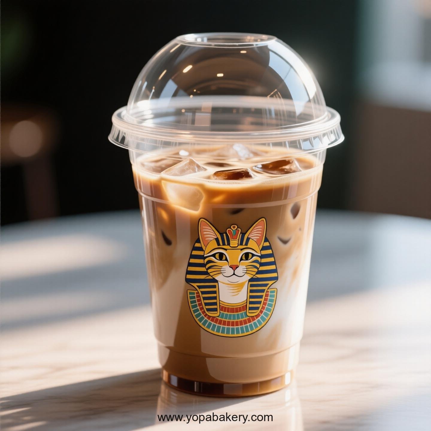 Egyptian Mau Themed Clear Plastic Cups - Disposable PP & PET Coffee Cups with Lids