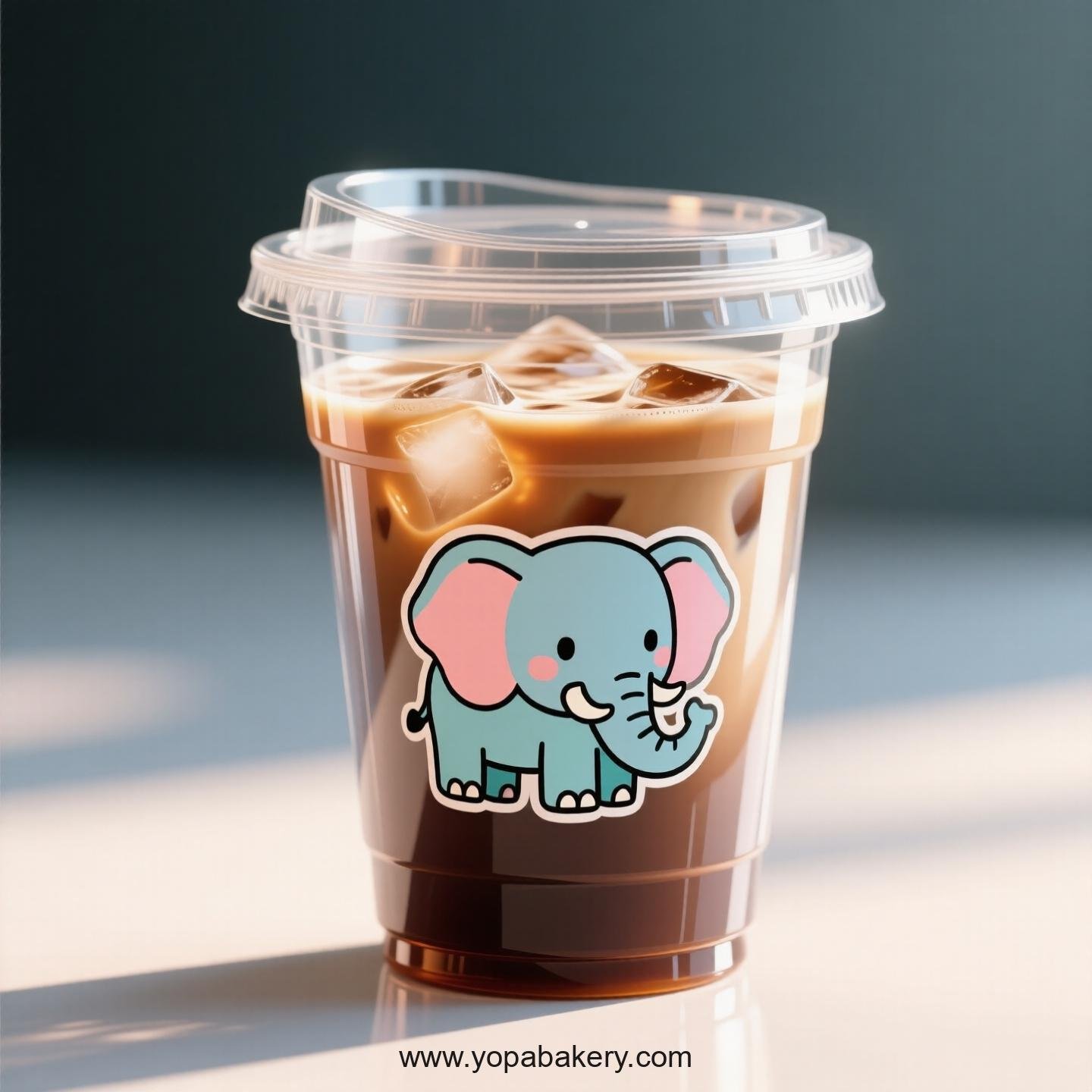 Elephant Themed Clear Plastic Cups - Disposable PP & PET Coffee Cups with Lids