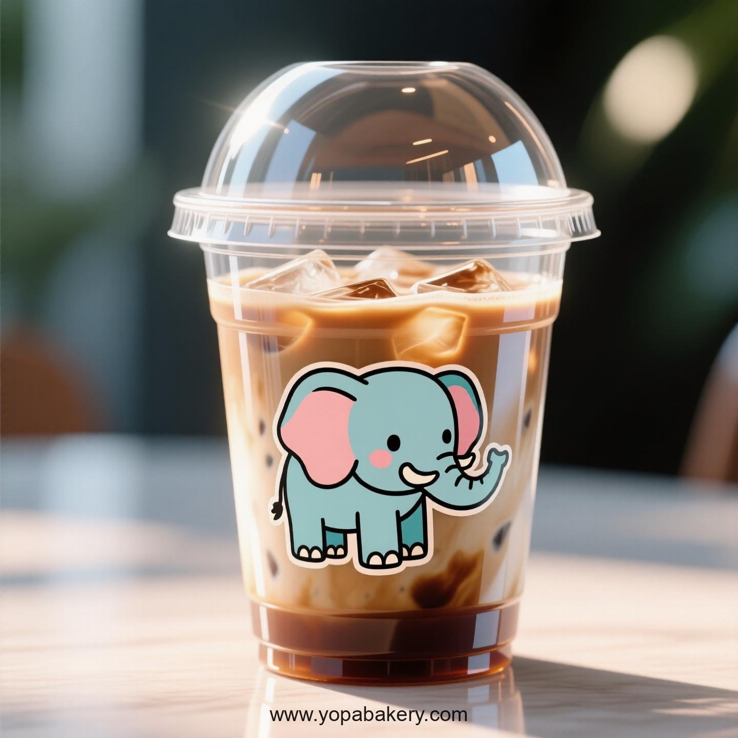 Elephant Themed Clear Plastic Cups - Disposable PP & PET Coffee Cups with Lids