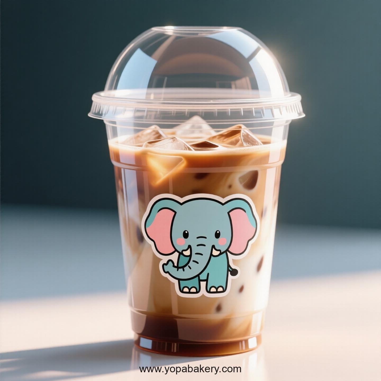 Elephant Themed Clear Plastic Cups - Disposable PP & PET Coffee Cups with Lids