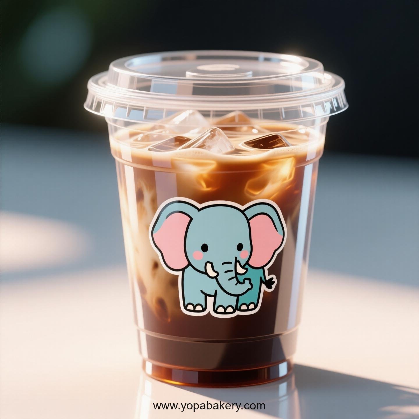 Elephant Themed Clear Plastic Cups - Disposable PP & PET Coffee Cups with Lids