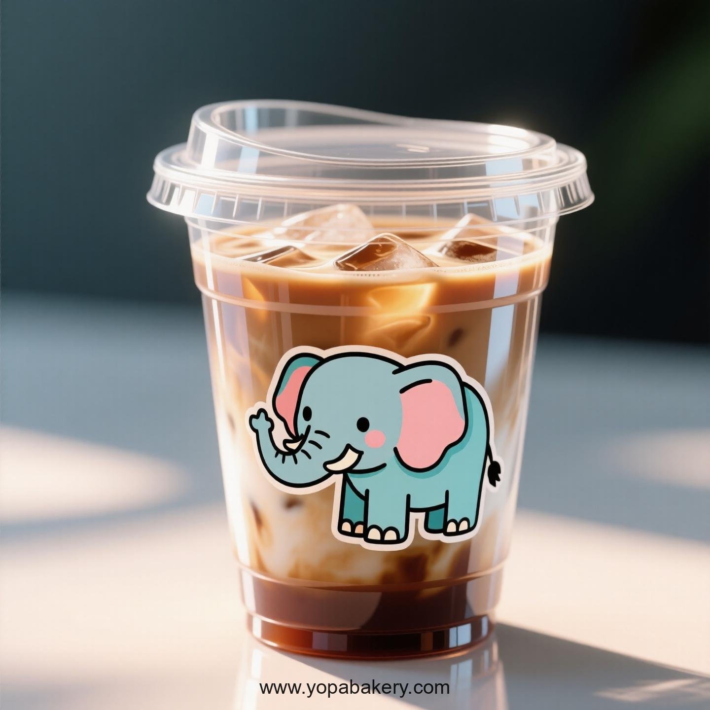 Elephant Themed Clear Plastic Cups - Disposable PP & PET Coffee Cups with Lids