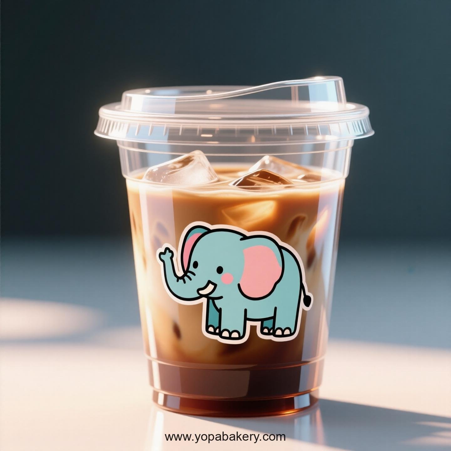 Elephant Themed Clear Plastic Cups - Disposable PP & PET Coffee Cups with Lids
