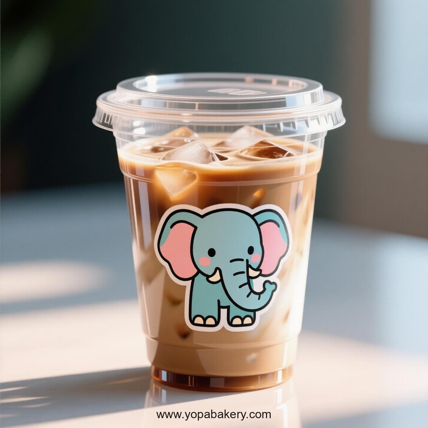 Elephant Themed Clear Plastic Cups - Disposable PP & PET Coffee Cups with Lids