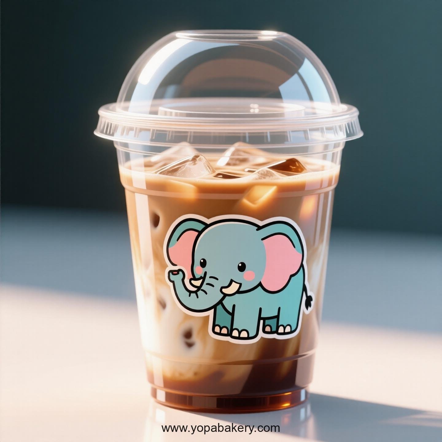 Elephant Themed Clear Plastic Cups - Disposable PP & PET Coffee Cups with Lids