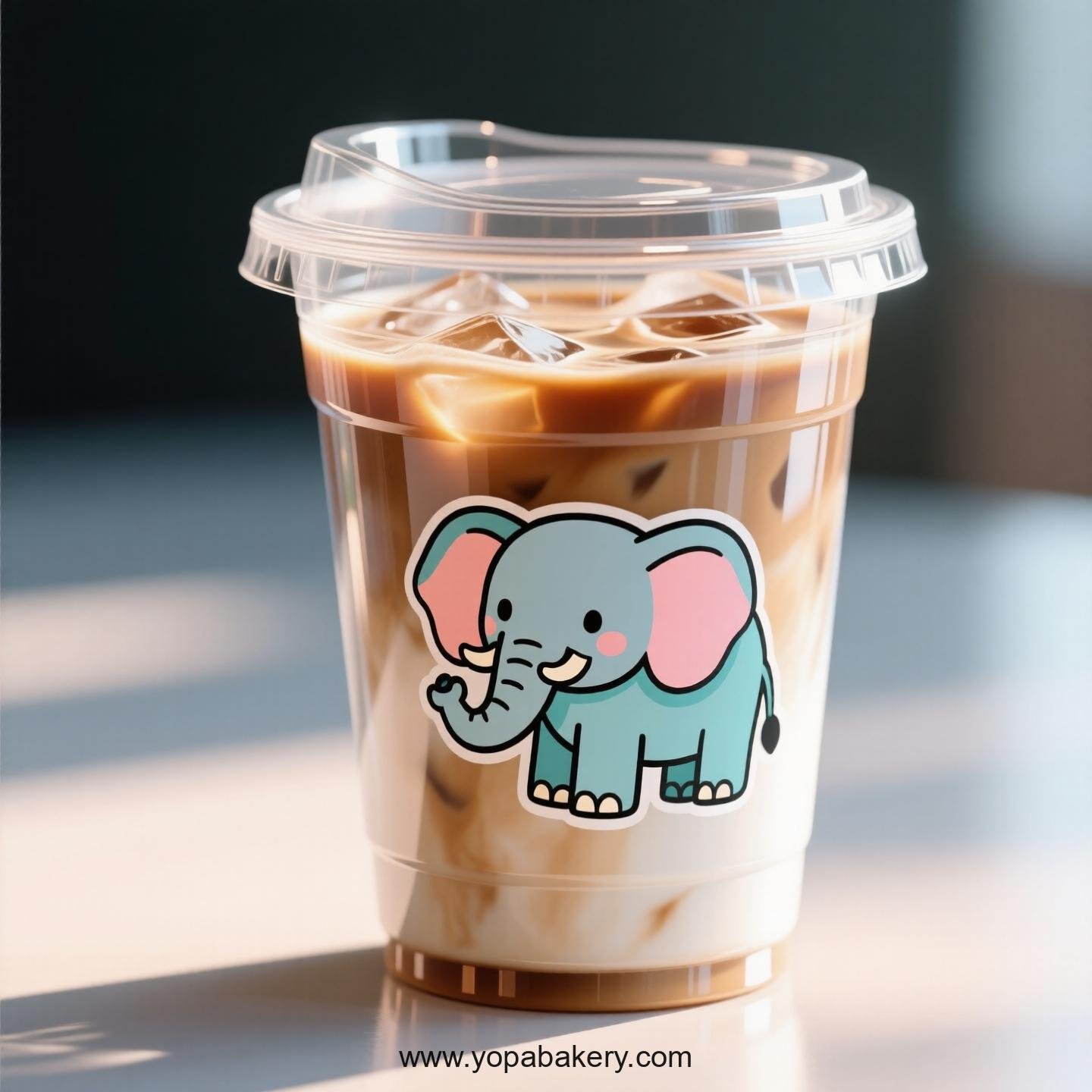 Elephant Themed Clear Plastic Cups - Disposable PP & PET Coffee Cups with Lids