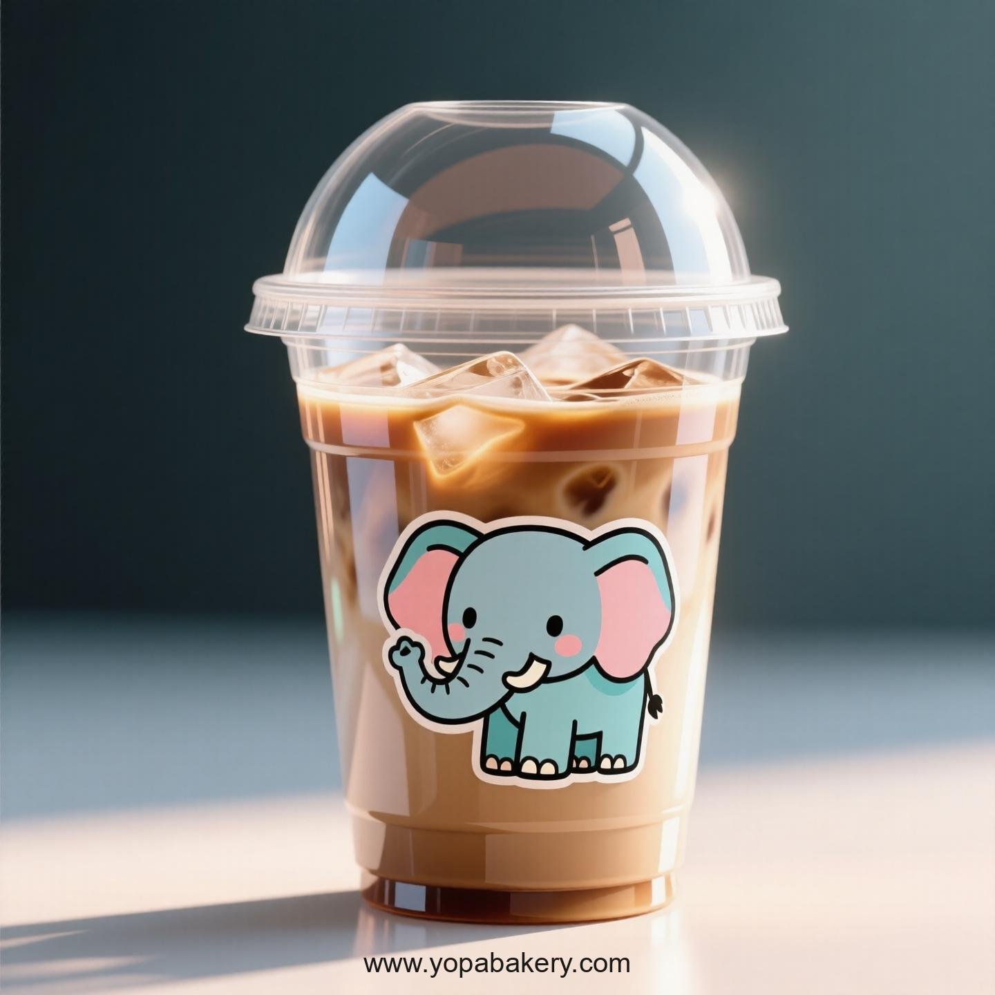 Elephant Themed Clear Plastic Cups - Disposable PP & PET Coffee Cups with Lids