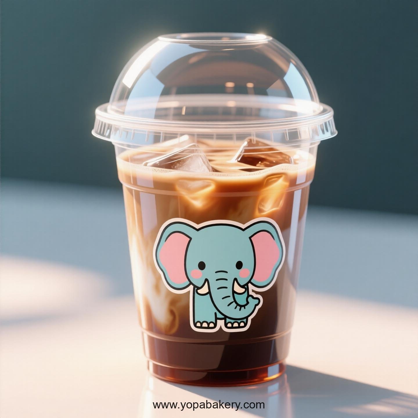Elephant Themed Clear Plastic Cups - Disposable PP & PET Coffee Cups with Lids