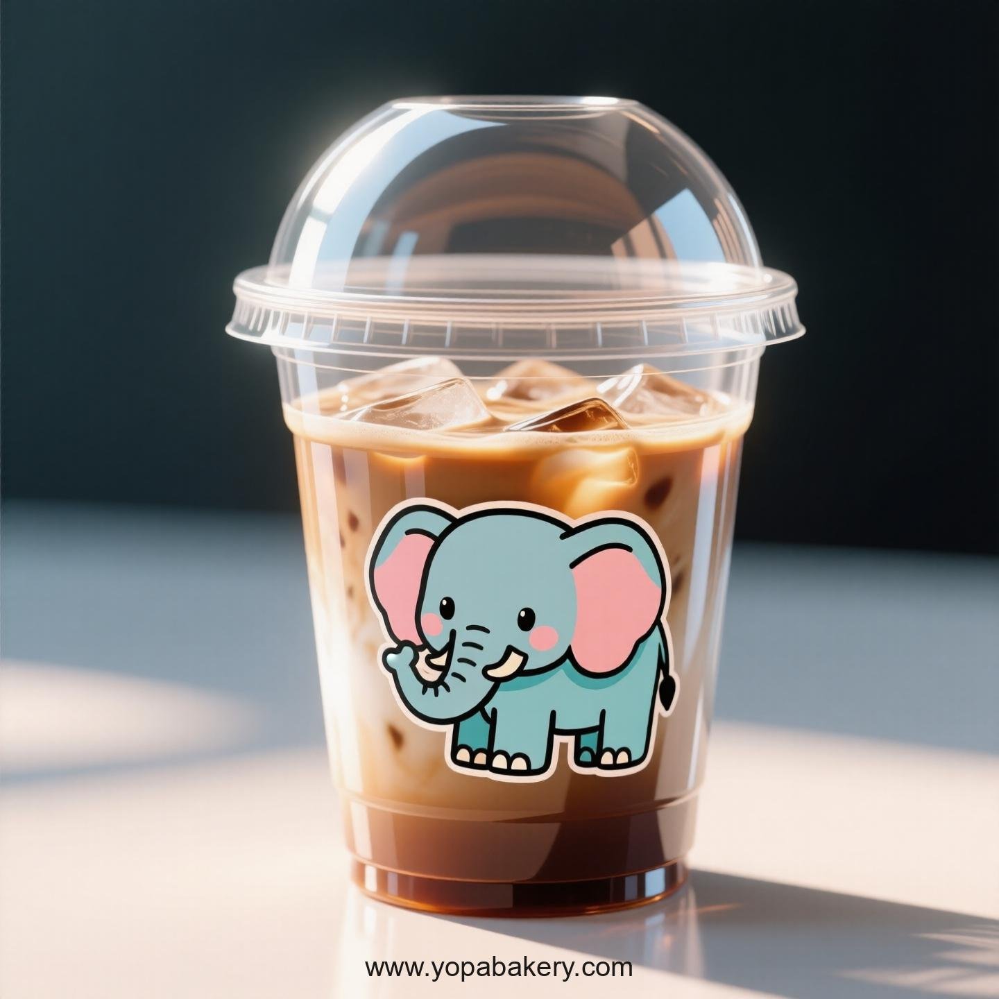 Elephant Themed Clear Plastic Cups - Disposable PP & PET Coffee Cups with Lids