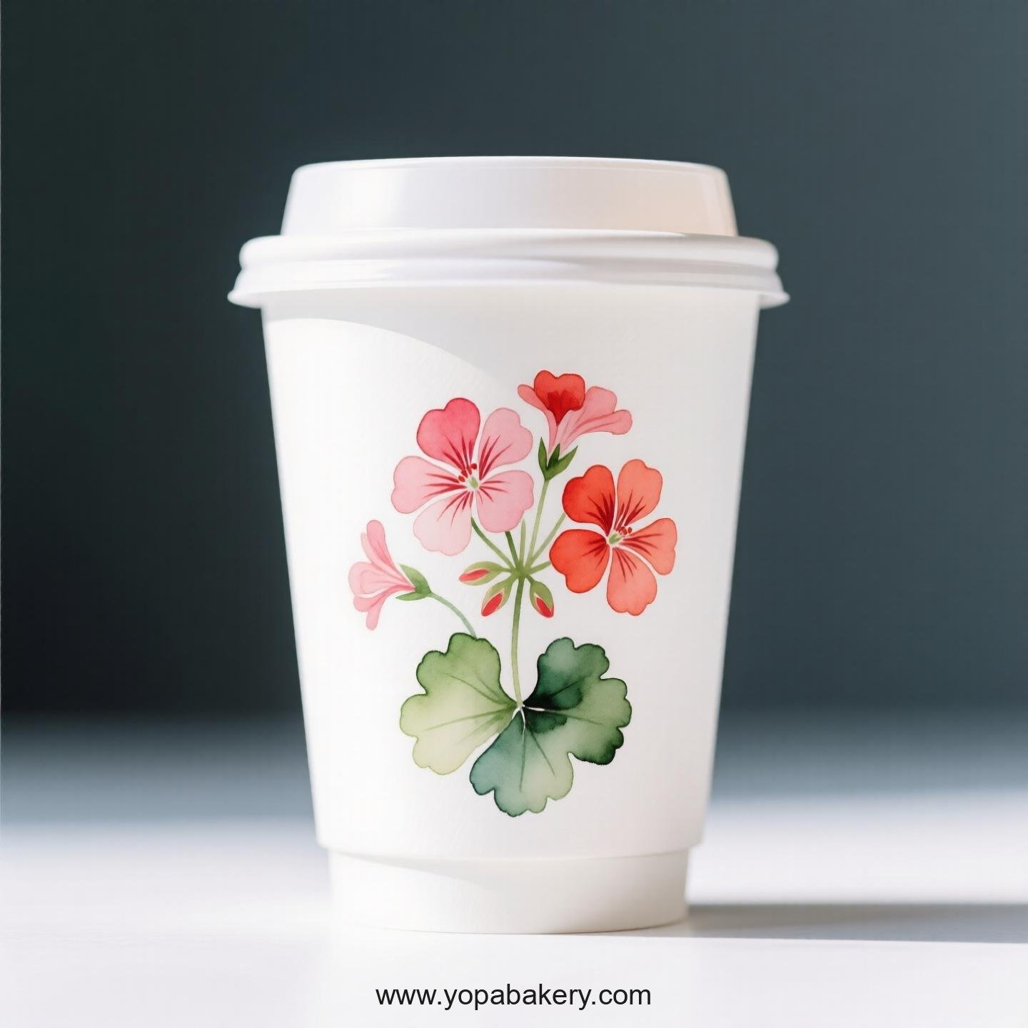 Geranium Themed Coffee Paper Cups Factory: 100% Biodegradable Material