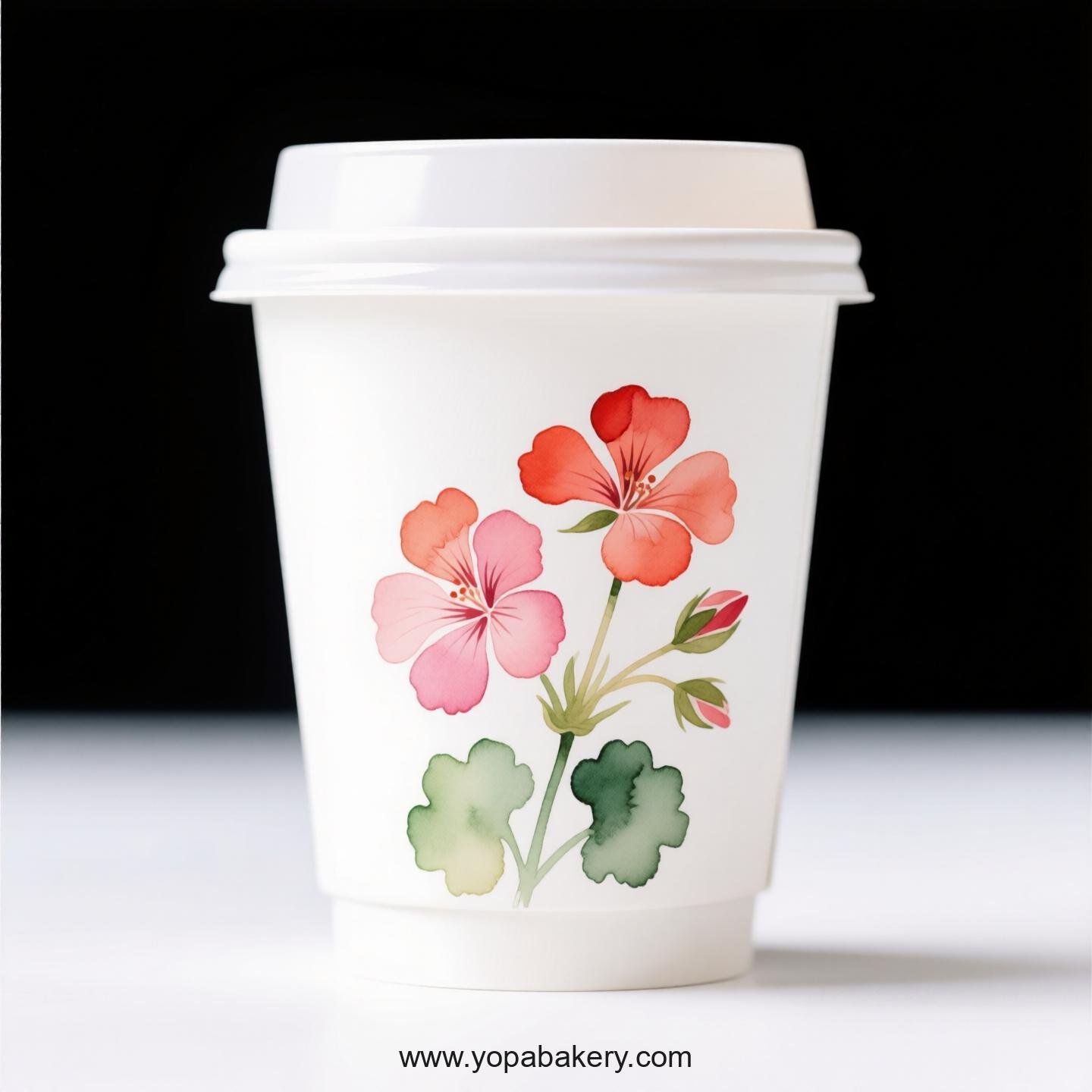 Geranium Themed Coffee Paper Cups Factory: 100% Biodegradable Material