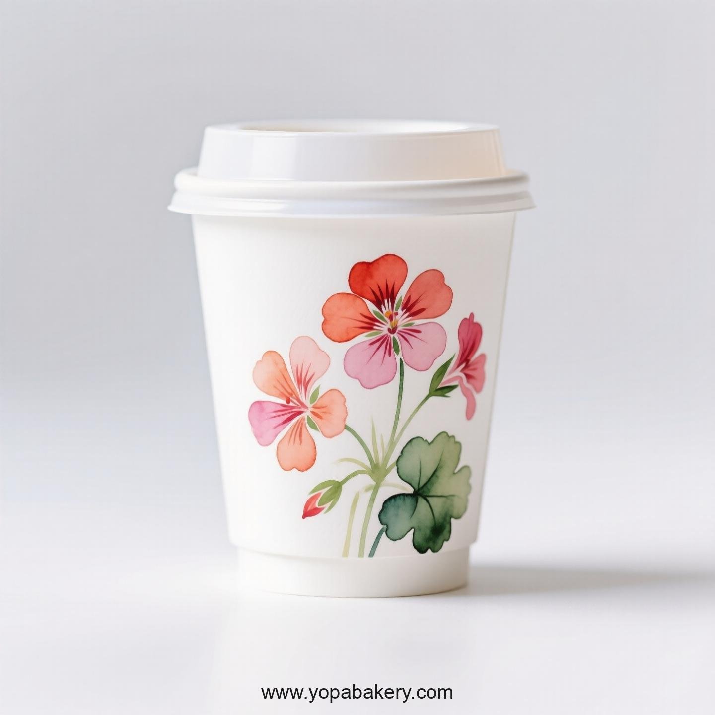 Geranium Themed Coffee Paper Cups Factory: 100% Biodegradable Material