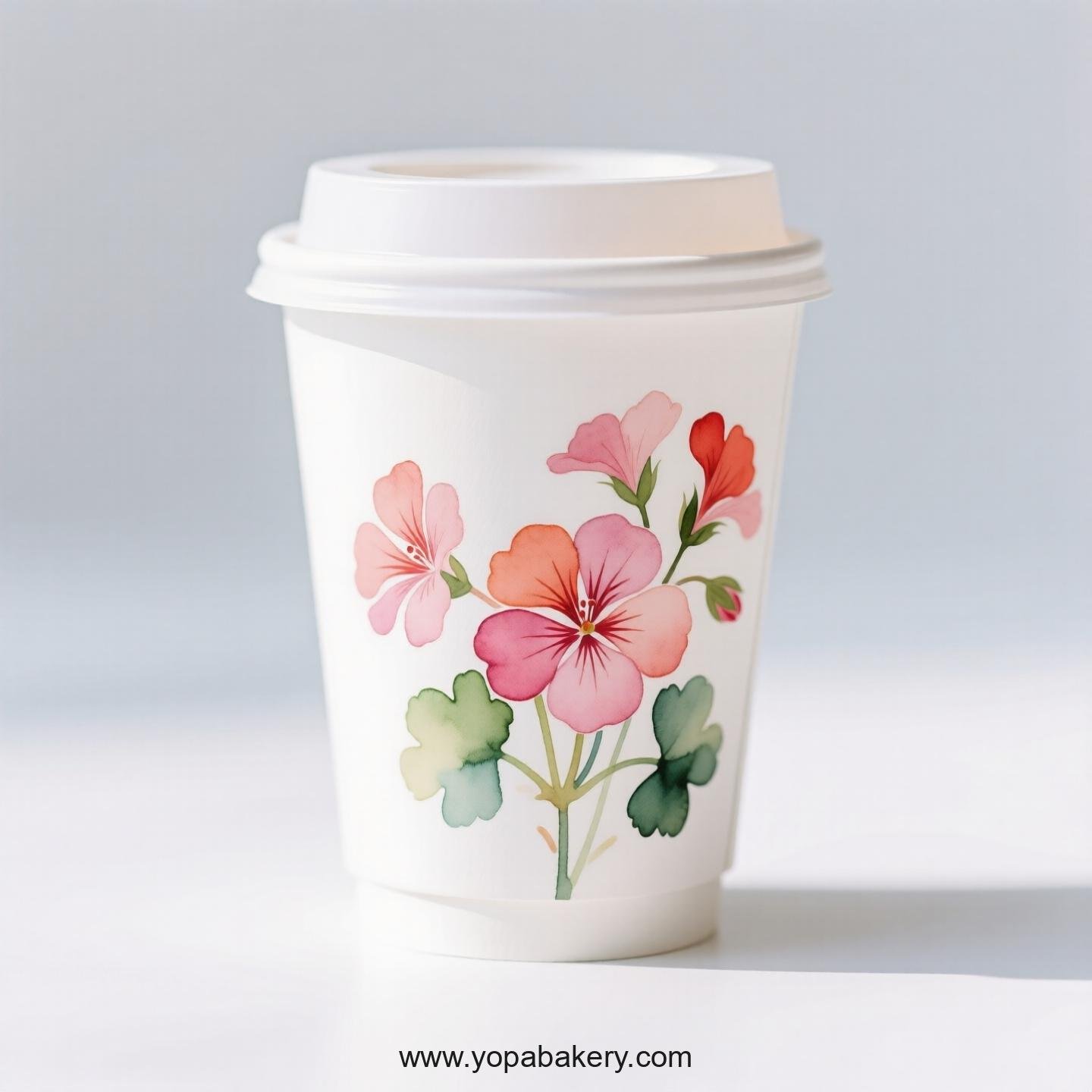 Geranium Themed Coffee Paper Cups Factory: 100% Biodegradable Material