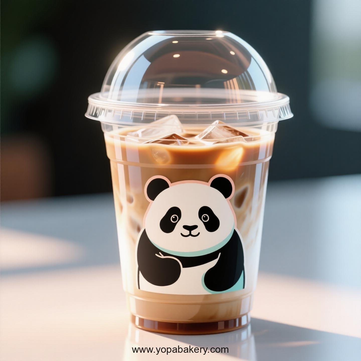 Giant Panda Themed Clear Plastic Cups - Disposable PP & PET Coffee Cups with Lids