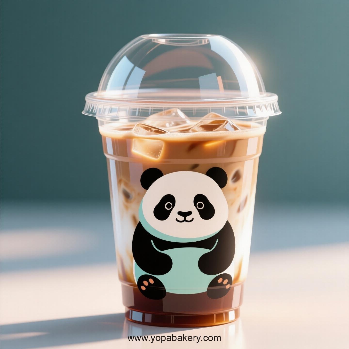 Giant Panda Themed Clear Plastic Cups - Disposable PP & PET Coffee Cups with Lids