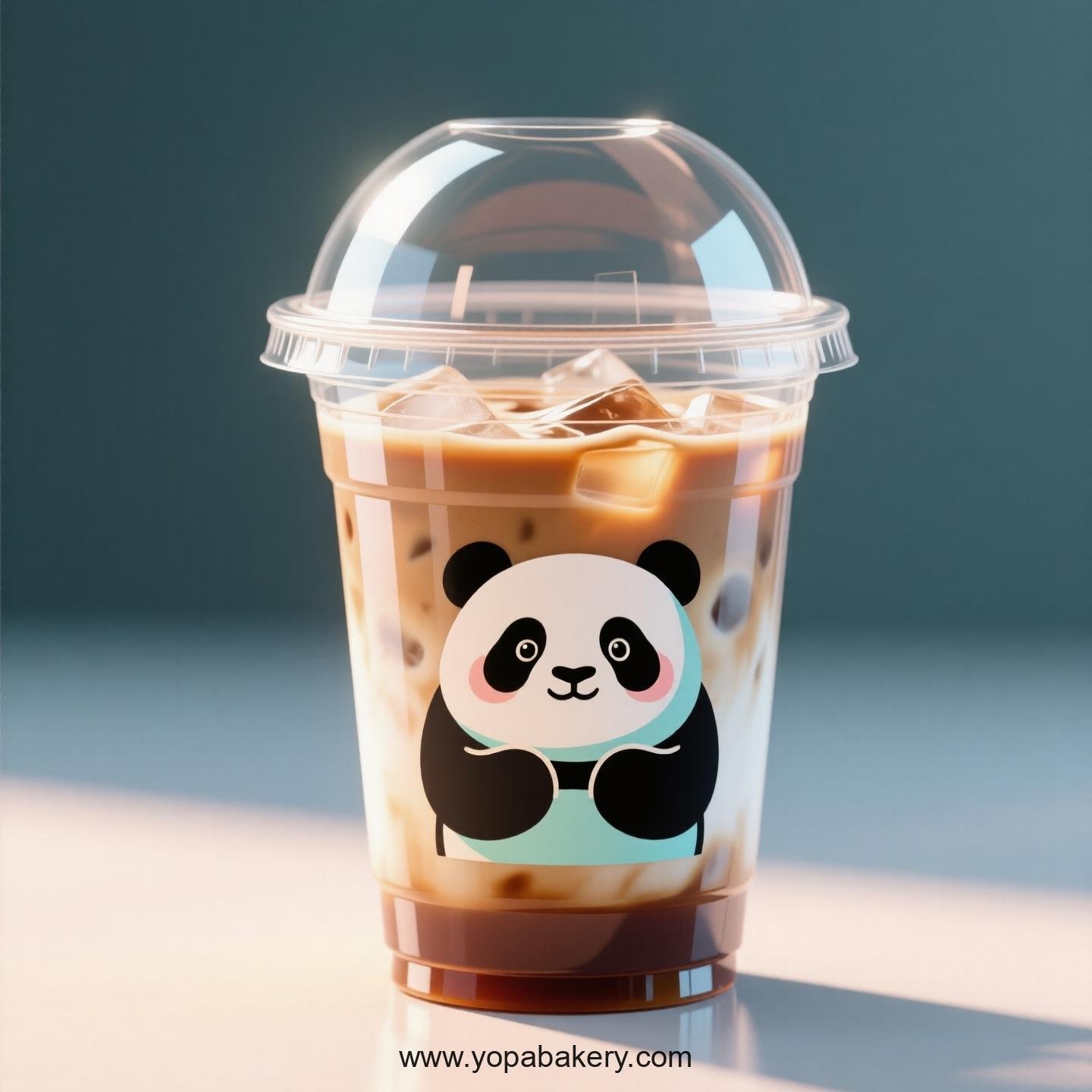 Giant Panda Themed Clear Plastic Cups - Disposable PP & PET Coffee Cups with Lids