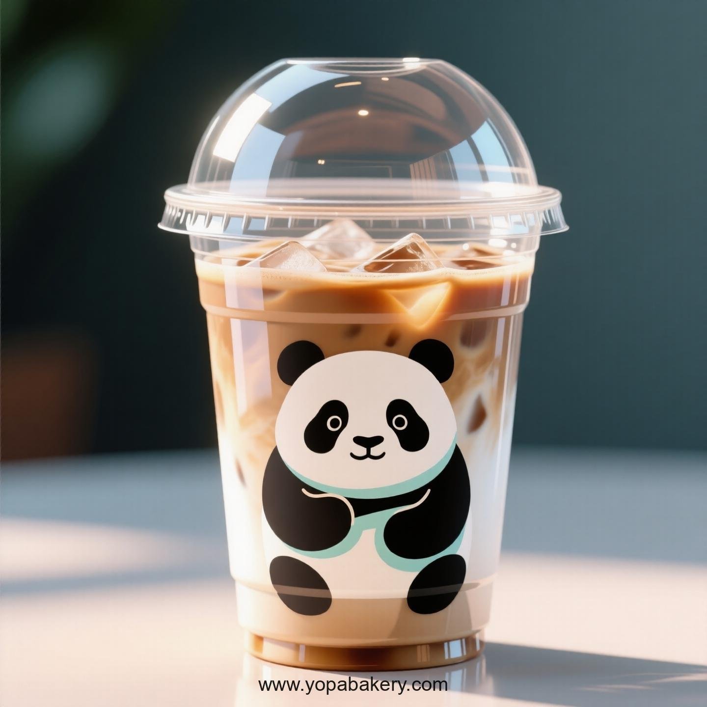 Giant Panda Themed Clear Plastic Cups - Disposable PP & PET Coffee Cups with Lids