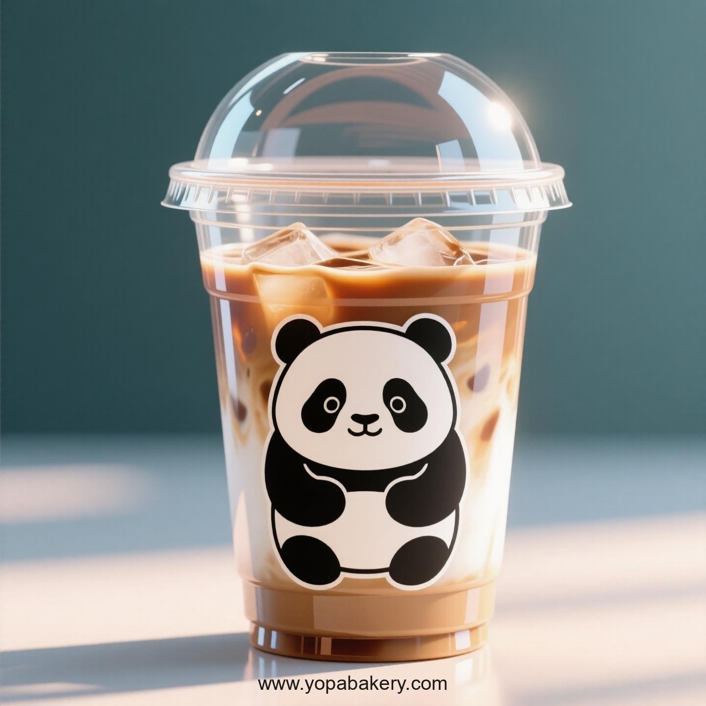 Giant Panda Themed Clear Plastic Cups - Disposable PP & PET Coffee Cups with Lids