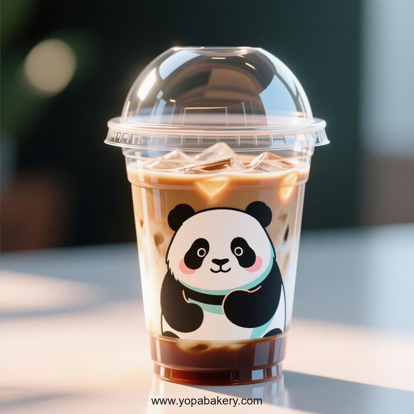 Giant Panda Themed Clear Plastic Cups - Disposable PP & PET Coffee Cups with Lids