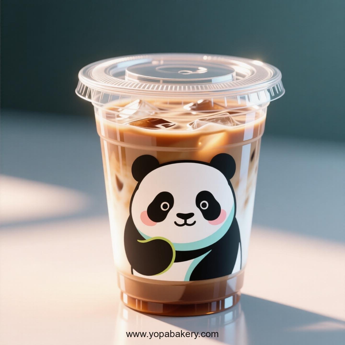 Giant Panda Themed Clear Plastic Cups - Disposable PP & PET Coffee Cups with Lids