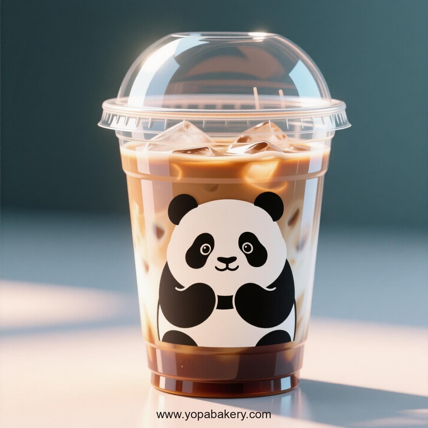 Giant Panda Themed Clear Plastic Cups - Disposable PP & PET Coffee Cups with Lids