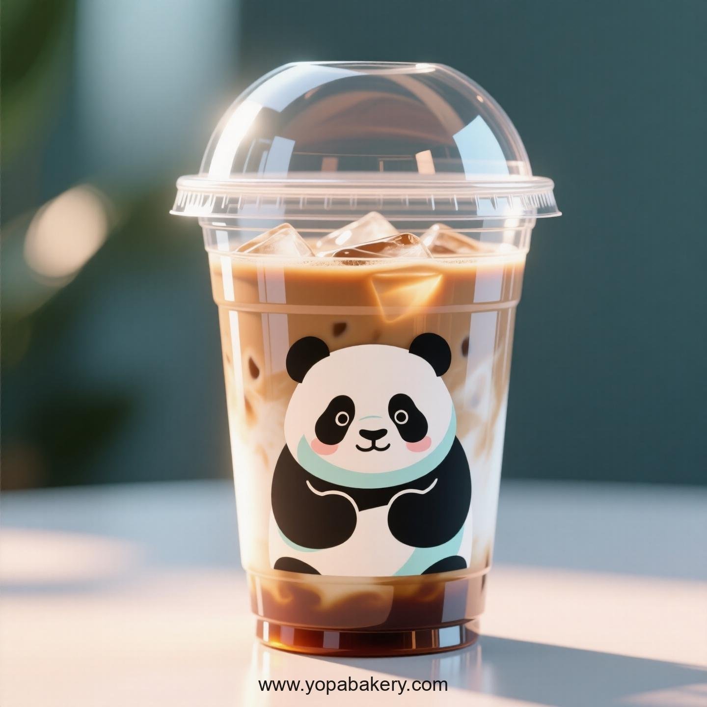 Giant Panda Themed Clear Plastic Cups - Disposable PP & PET Coffee Cups with Lids