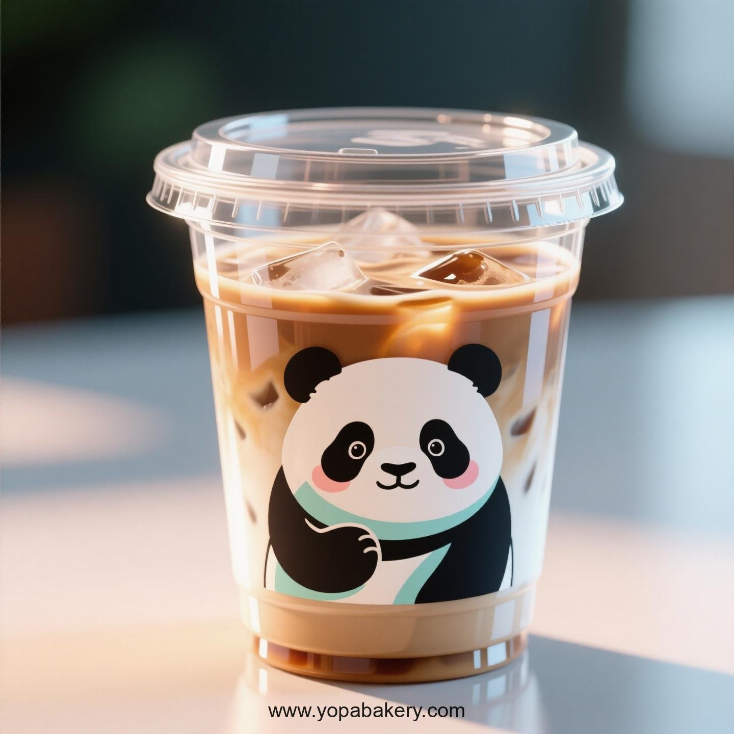 Giant Panda Themed Clear Plastic Cups - Disposable PP & PET Coffee Cups with Lids