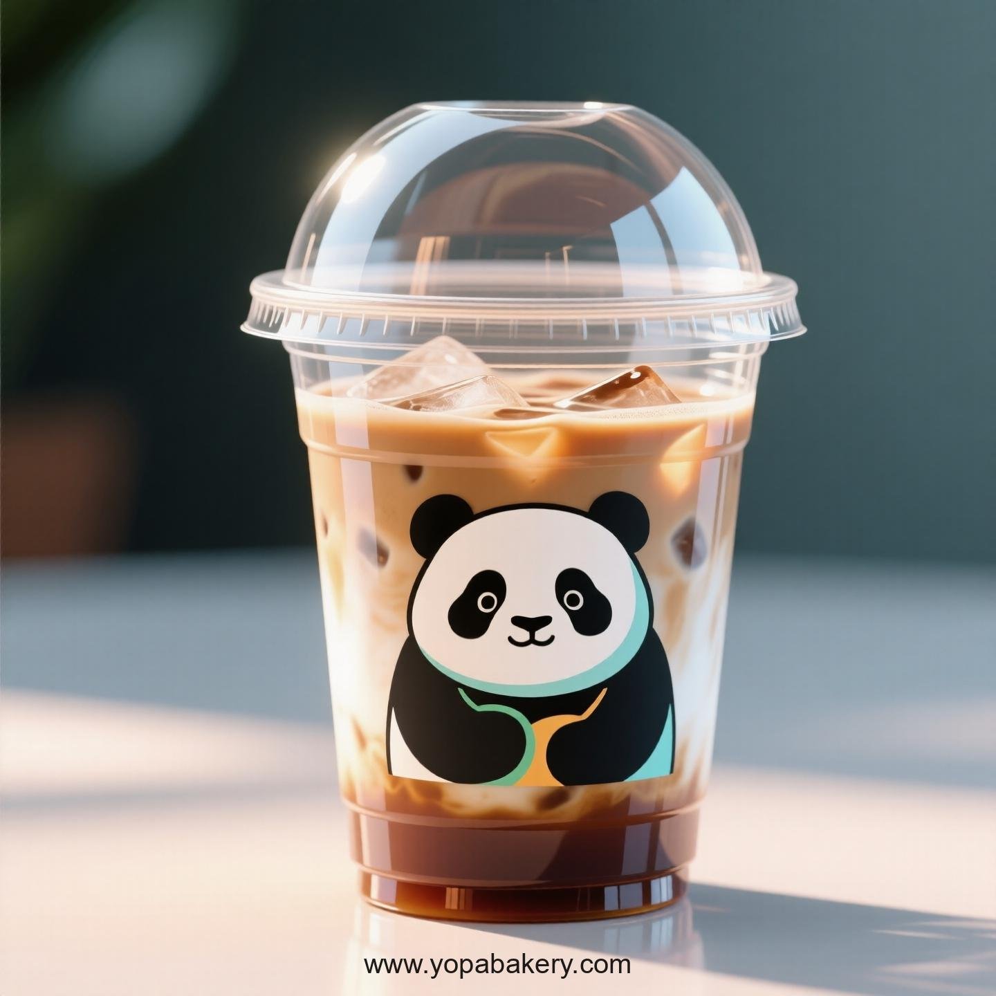 Giant Panda Themed Clear Plastic Cups - Disposable PP & PET Coffee Cups with Lids