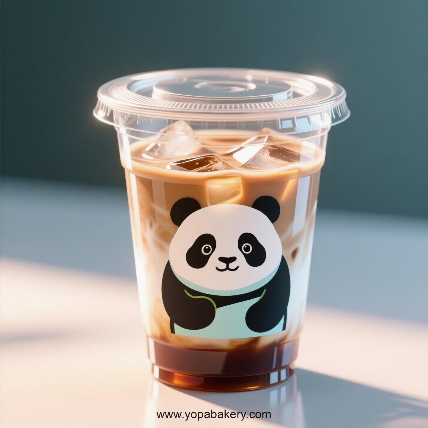 Giant Panda Themed Clear Plastic Cups - Disposable PP & PET Coffee Cups with Lids