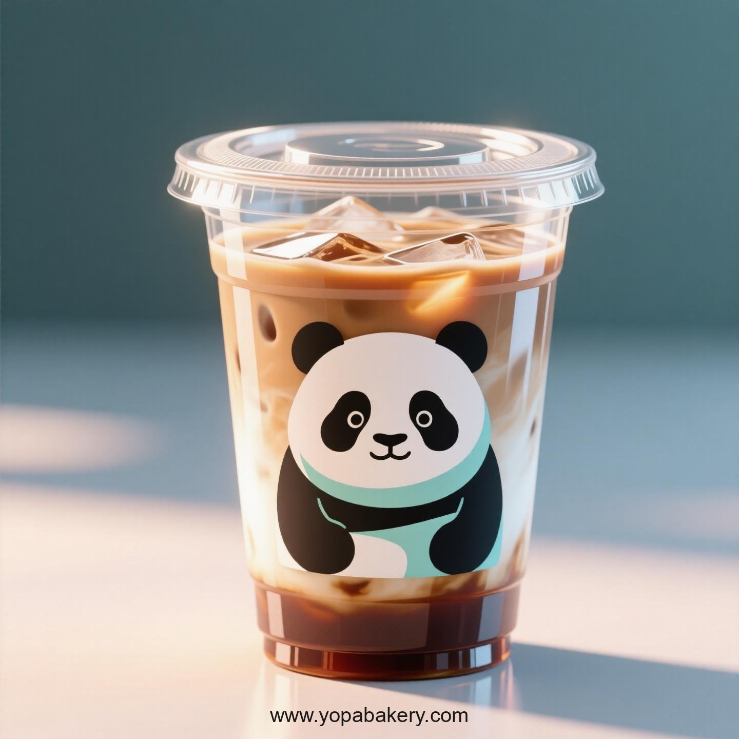 Giant Panda Themed Clear Plastic Cups - Disposable PP & PET Coffee Cups with Lids