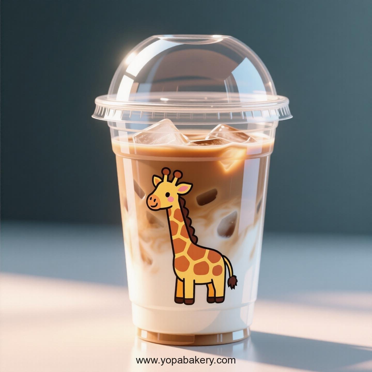 Giraffe Themed Clear Plastic Cups - Disposable PP & PET Coffee Cups with Lids