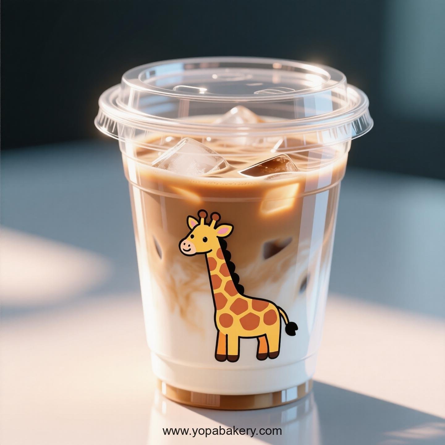 Giraffe Themed Clear Plastic Cups - Disposable PP & PET Coffee Cups with Lids
