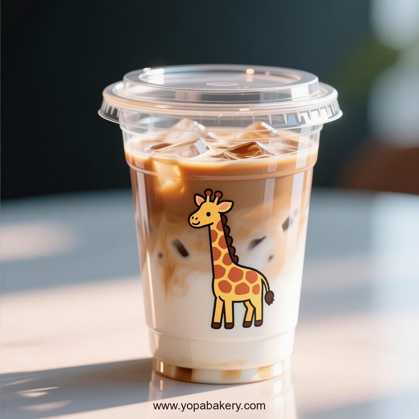Giraffe Themed Clear Plastic Cups - Disposable PP & PET Coffee Cups with Lids