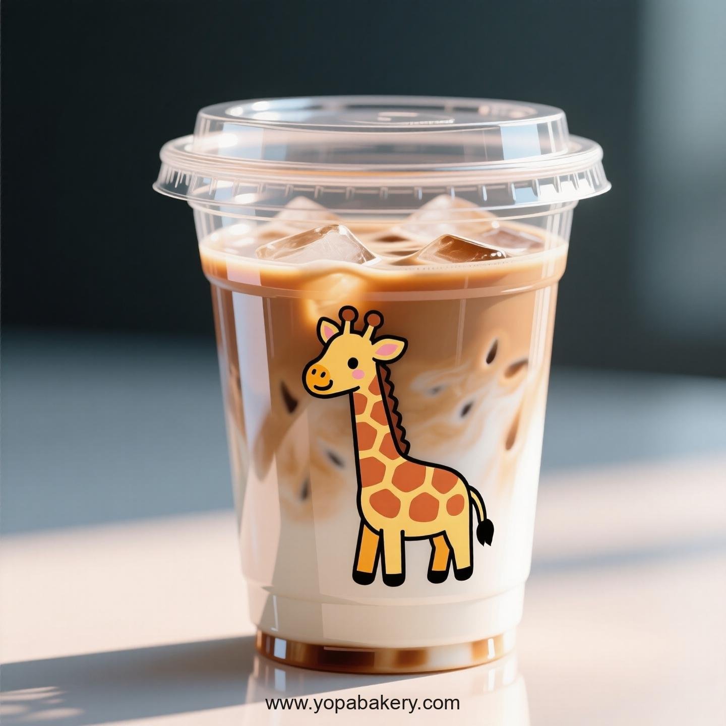 Giraffe Themed Clear Plastic Cups - Disposable PP & PET Coffee Cups with Lids