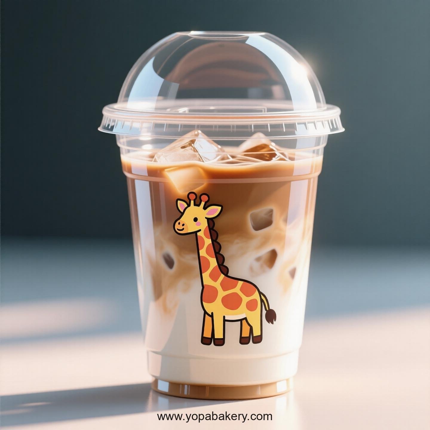Giraffe Themed Clear Plastic Cups - Disposable PP & PET Coffee Cups with Lids