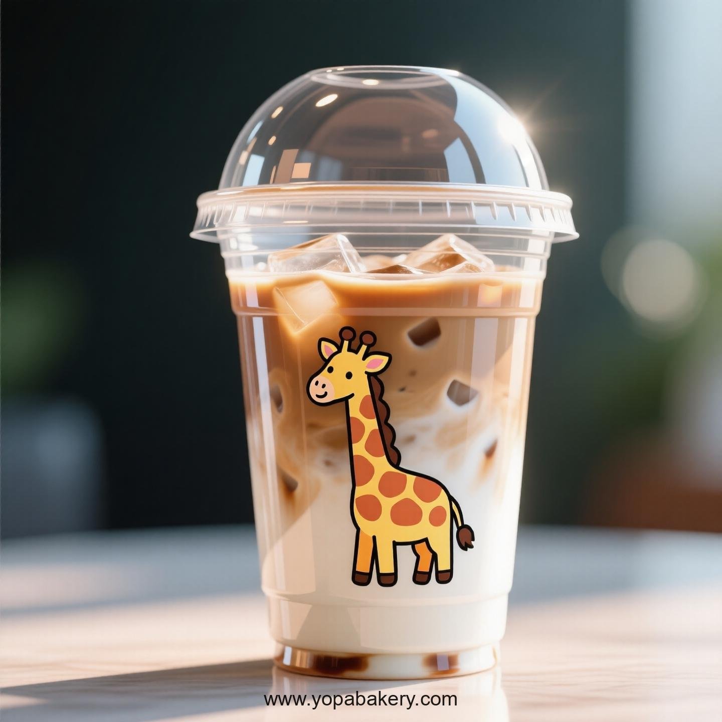 Giraffe Themed Clear Plastic Cups - Disposable PP & PET Coffee Cups with Lids