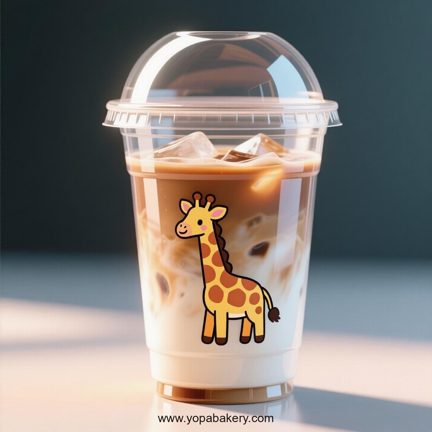 Giraffe Themed Clear Plastic Cups - Disposable PP & PET Coffee Cups with Lids