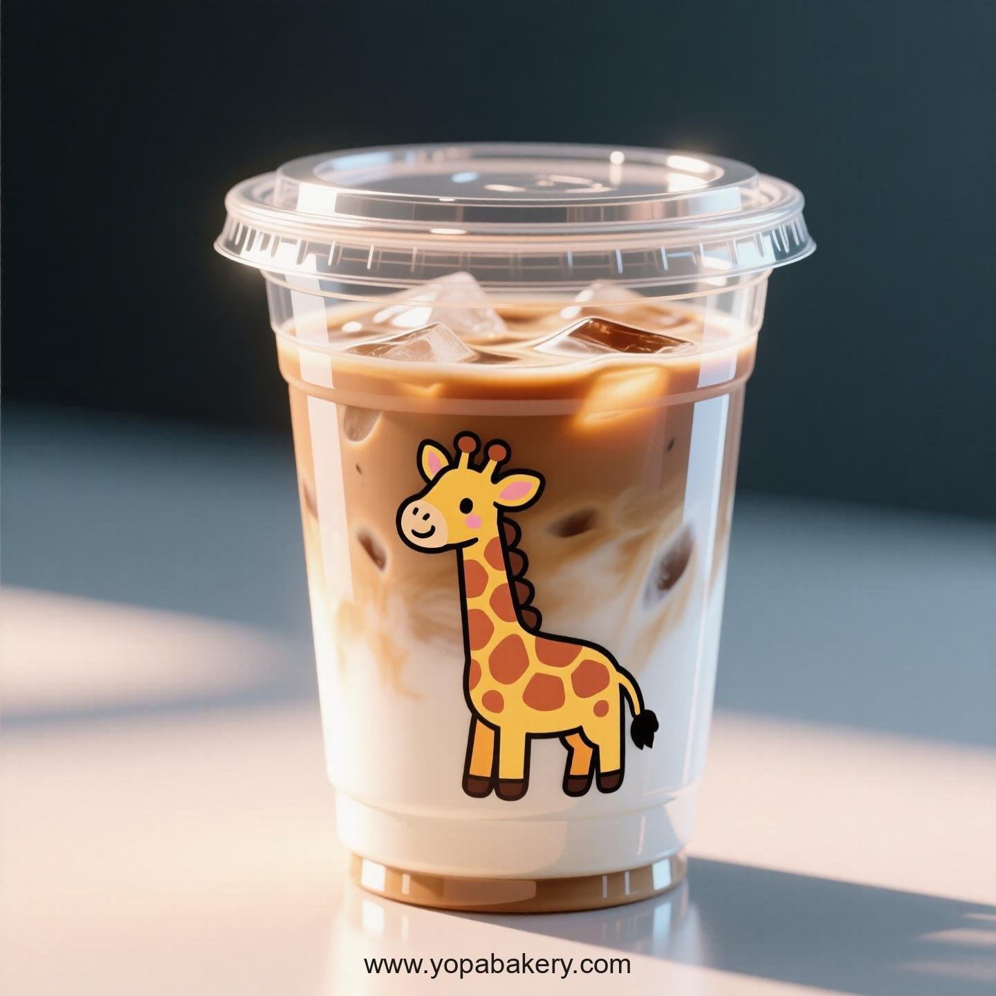Giraffe Themed Clear Plastic Cups - Disposable PP & PET Coffee Cups with Lids