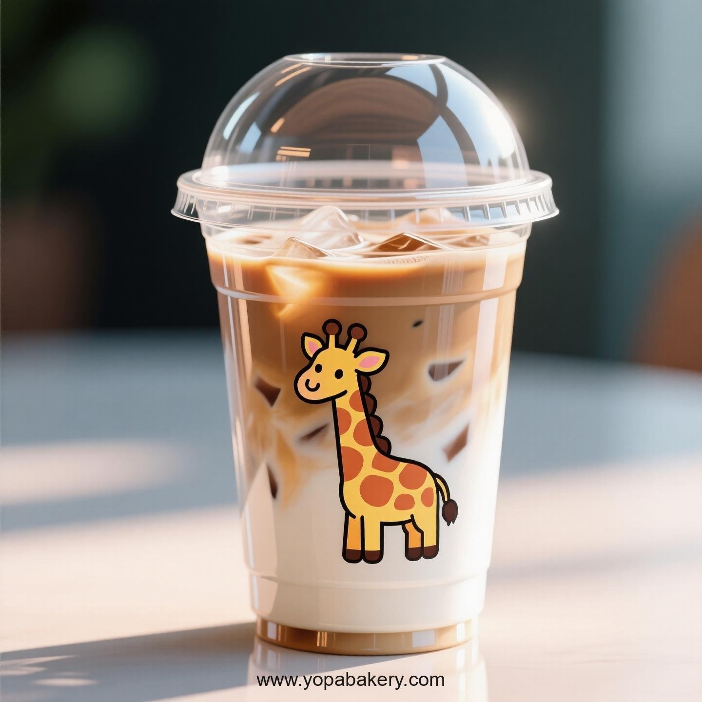 Giraffe Themed Clear Plastic Cups - Disposable PP & PET Coffee Cups with Lids