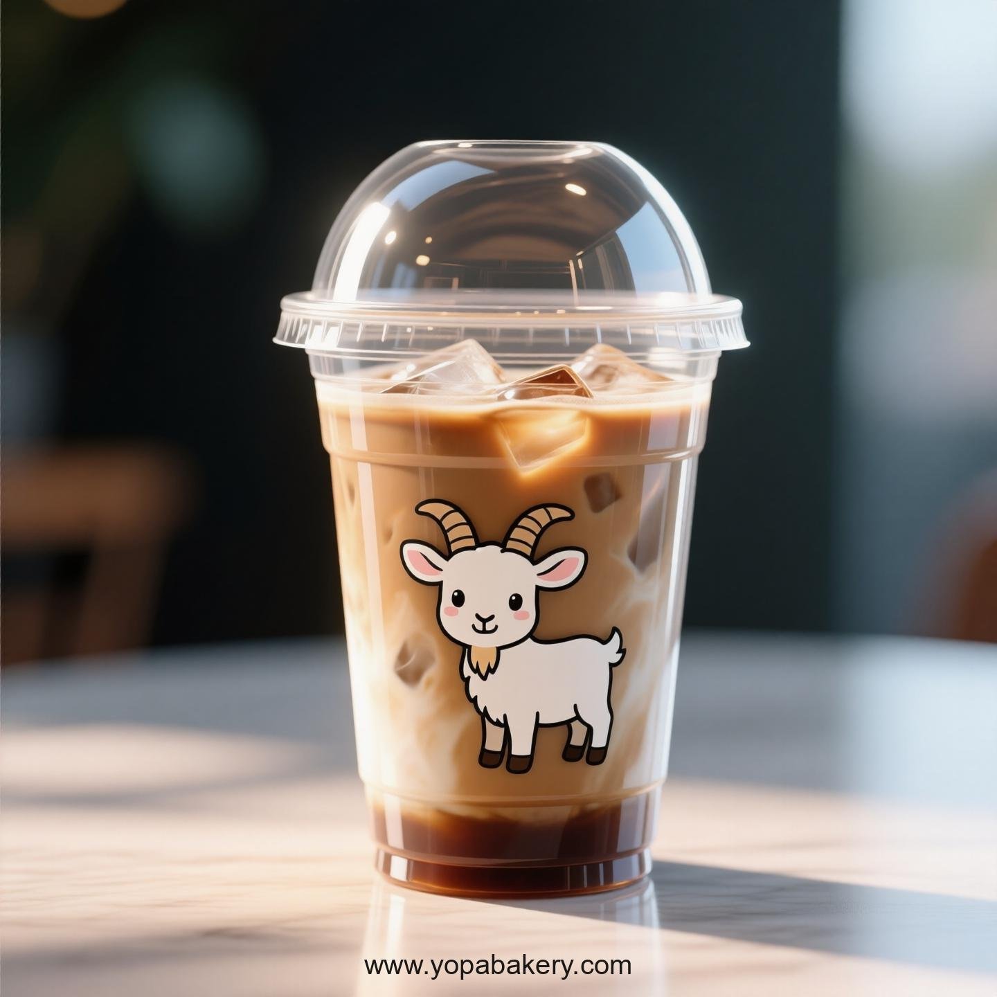 Goat Themed Clear Plastic Cups - Disposable PP & PET Coffee Cups with Lids