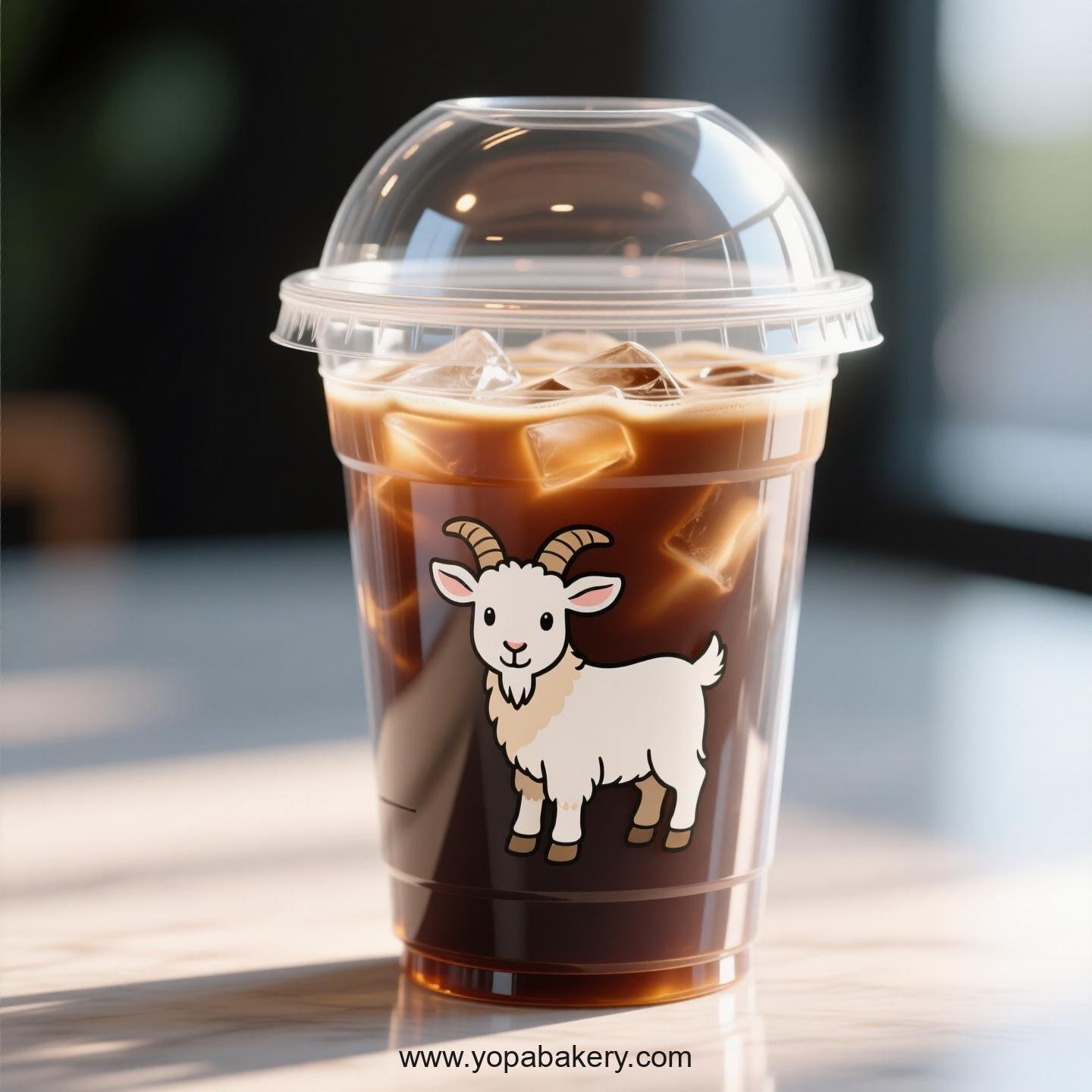 Goat Themed Clear Plastic Cups - Disposable PP & PET Coffee Cups with Lids